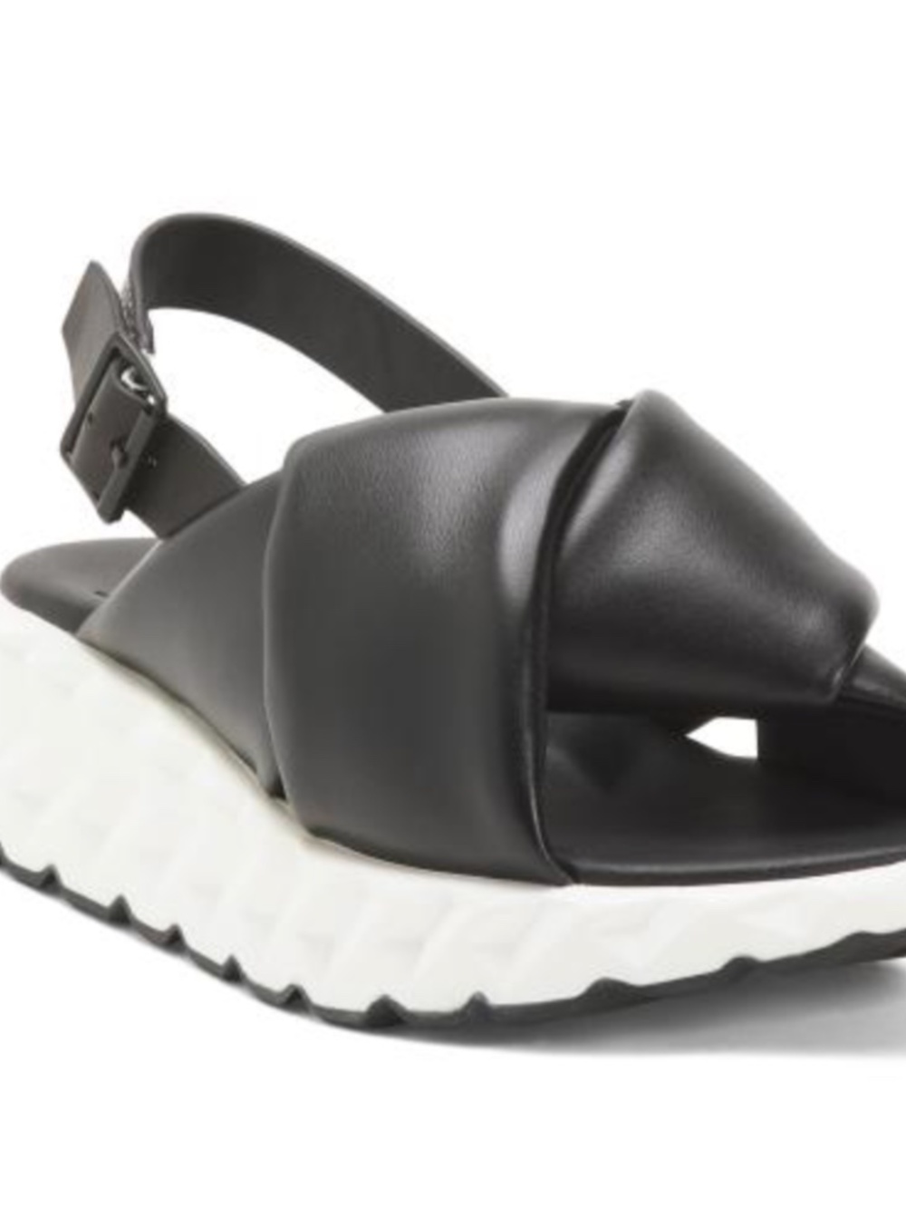 NWOB 4CCCCEES JABARA COIL Black Leather Platform Slingback Sandals, Sz EU37 US7